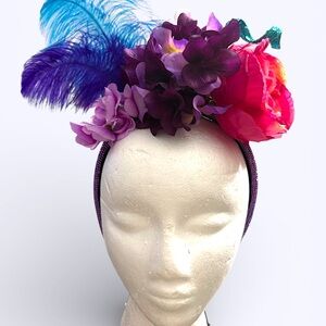 Vibrant Floral and Feather Headband